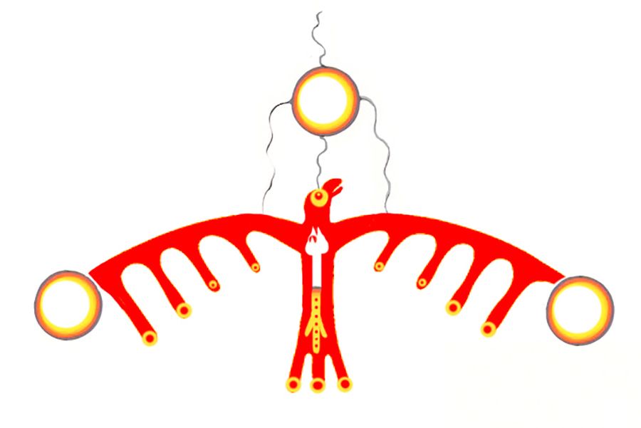 Wings of the Sun Hawk illustration by Zhaawano Giizhik