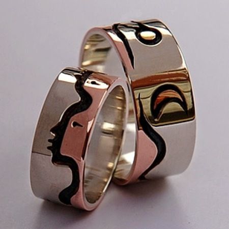 Revolving Sky Ojibwe style wedding bands