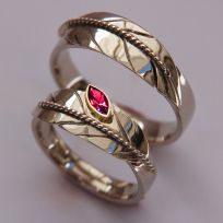 Bright With Flame Native American eagle feather wedding rings