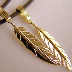 Manidoo migizi miigwan gold feather pendant