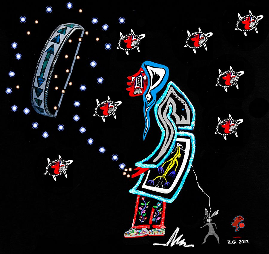 Wiinabozho and the Creation of the Milky Way painting by Zhaawano Giizhik