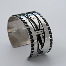 Ojibwe Woodland art graphic overlay cuff bracelet