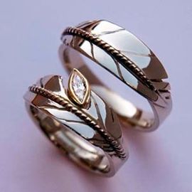 Ojibwe eagle feather diamond wedding rings Oshkigin