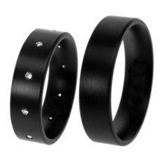 Native American black zirconium diamond wedding rings Night Sky