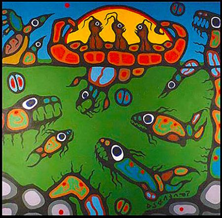 Norval Morrisseau Miskwaabik Animikii great lake canvas