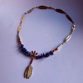 Midewiwin inspired gold necklace Spirit of the Three Fires designed by Zhaawano