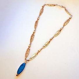Anishinaabe gold and turquoise necklace Grandmother’s Journey 